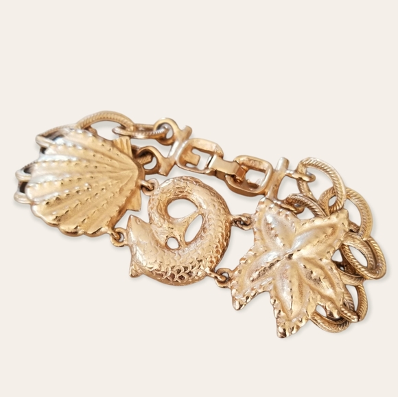 Vintage Diane Von Furstenberg Runway Couture Gold Tone Nautical Bracelet - Picture 6 of 16